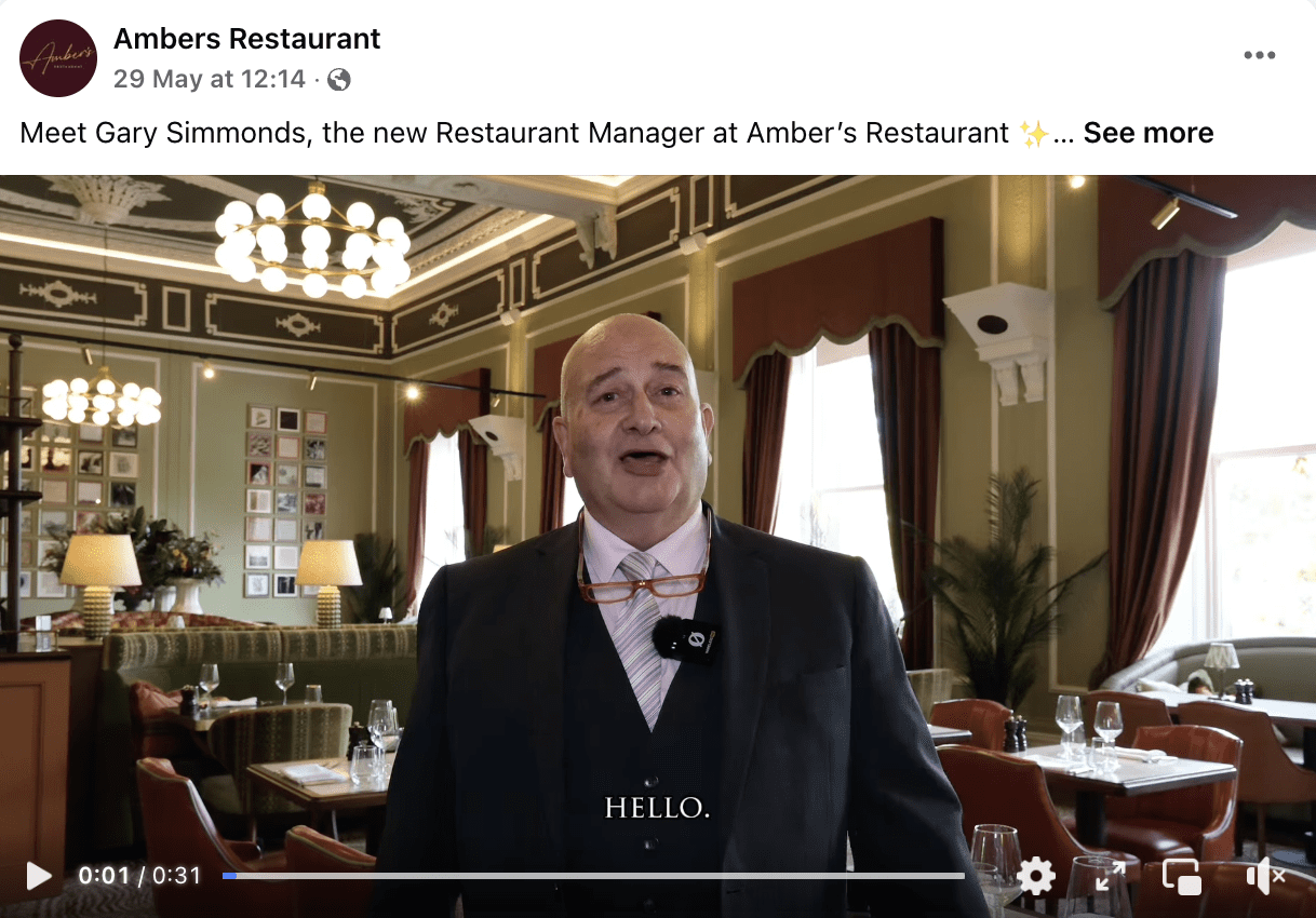 Image of Gary Simmonds at Amber's Restaurant in Cedar Court Harrogate